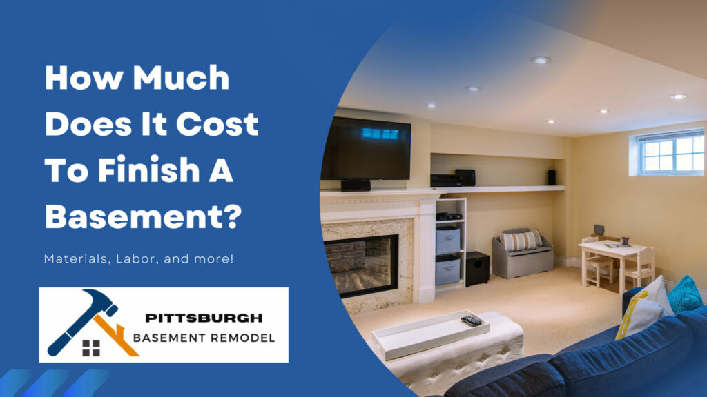 Featured Image: How Much Does It Cost To Finish A Basement. Image of a remodeled basement turned into a living room