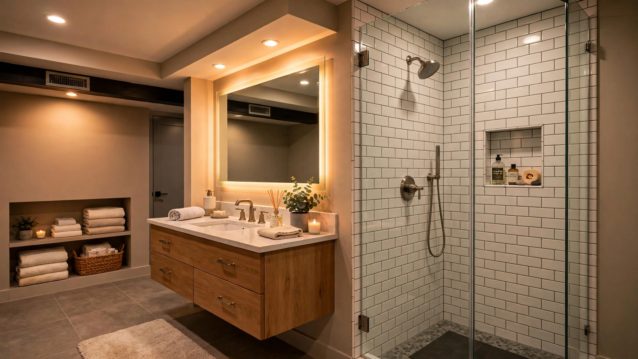 Basement bathroom remodel with walk-in shower in Pittsburgh PA